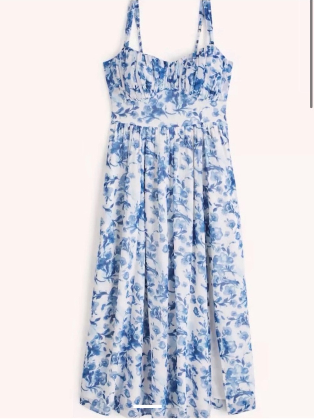 Abercrombie & Fitch Blue White Floral Ruched Midi Dress S